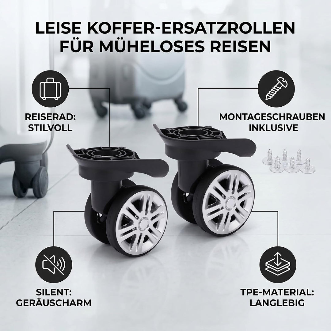 BAFOVY Modische Kofferrollen mit Mehreren Schrauben für die Installation, Rollen für Koffer nachrüsn