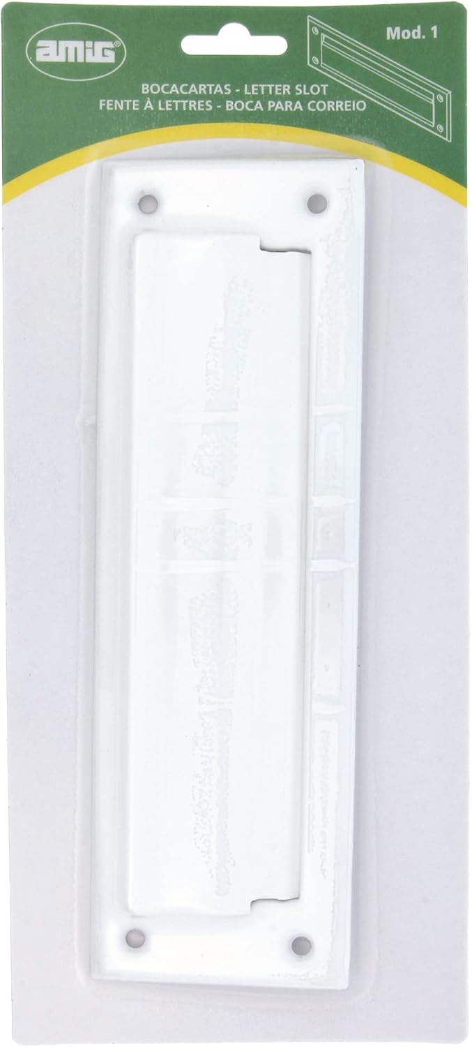 Amig - Briefkastenschlitz Weiss Mod. 1 - Klappe für Wände oder Türen - Briefsammler mit Stahldeckel