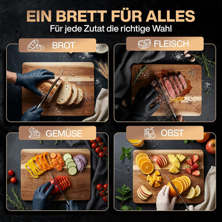 Premium Schneidebrett aus Akazienholz mit Saftrille - PERSONALISIERBAR - 40 x 30 x 3 cm - Hochwertig