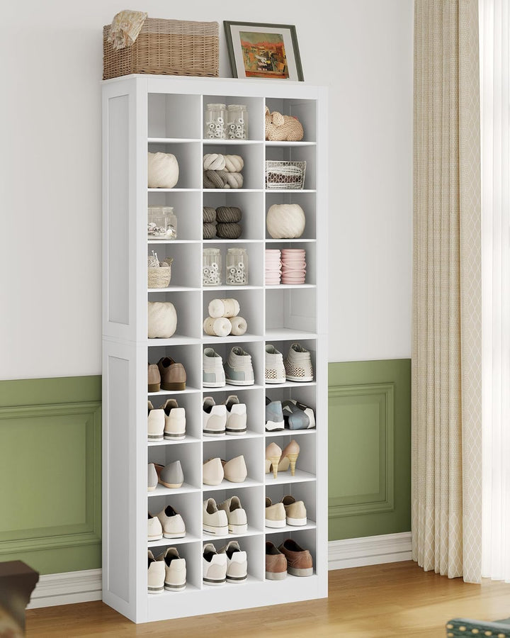 Hzuaneri Schuhschrank, Freistehender Schuhkommode mit 30 Fächern, Klassifizierte Aufbewahrung mit Me