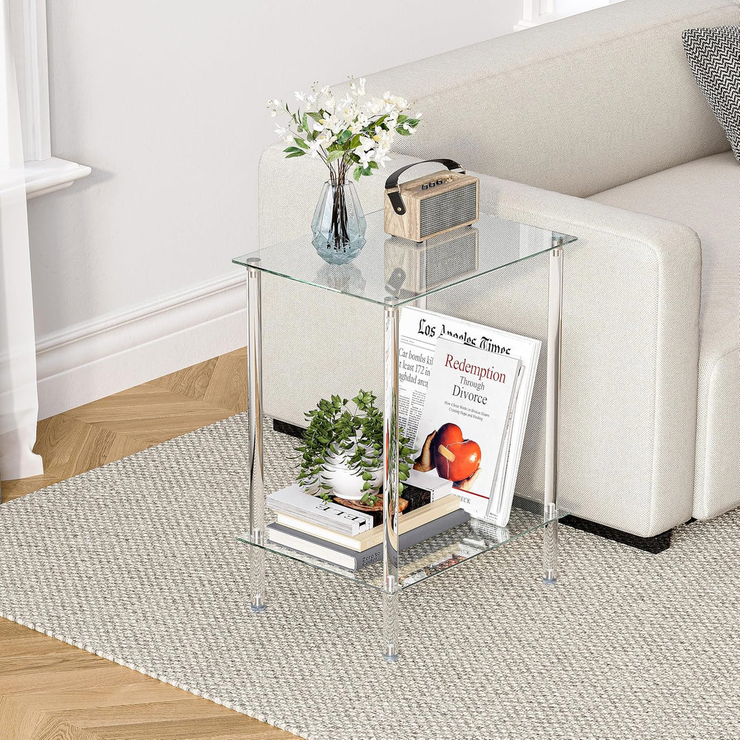 Kleiner Beistelltisch Glas 2er Set ET008TR Transparent 2er set, Transparent 2er set