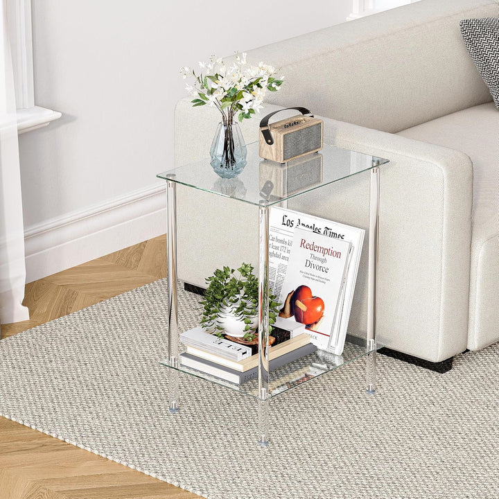 Kleiner Beistelltisch Glas 2er Set ET008TR Transparent 2er set, Transparent 2er set