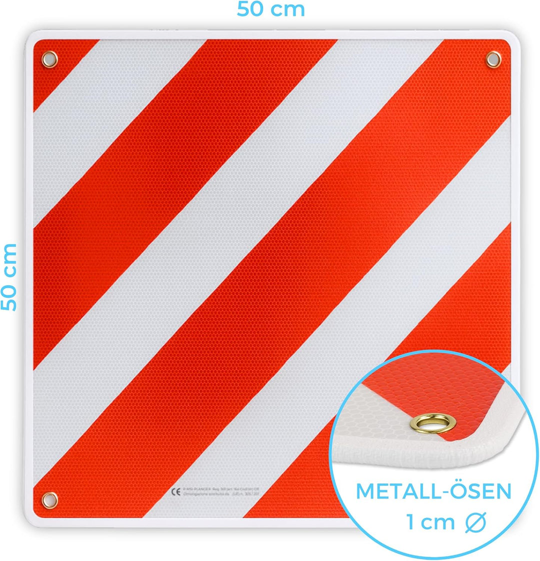 PLANGER® - Warntafel Italien (50 x 50 cm) + Spanner - Reflektierendes Warnschild rot weiss für Heckt