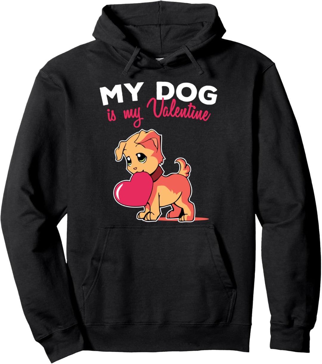 My Dog Is My Valentine Valentinstag Hund Amor Herz Liebe Pullover Hoodie