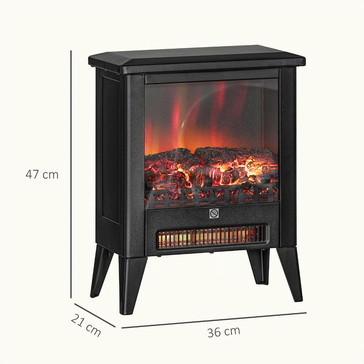 HOMCOM Elektrokamin Elektrischer Kamin mit Heizung, LED-Flammeneffekt, 1800 W Standkamin mit niedrig