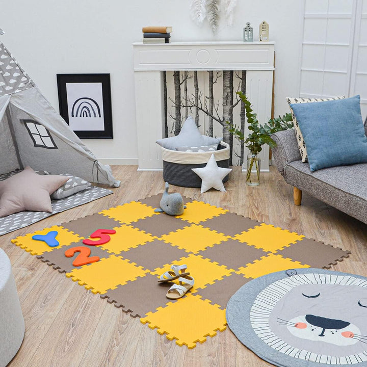 LittleTom 18 Teile Spielmatte Baby ab Null - 30x30 Schaumstoff Puzzlematte Kinder Isomatte Baby Spie