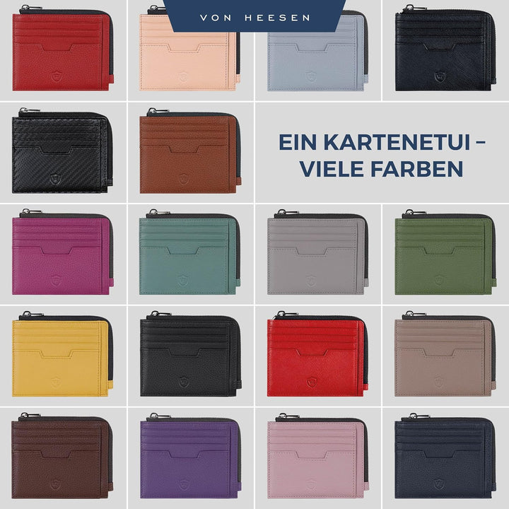 VON HEESEN Leder Kartenetui Geldbörse Herren & Damen Kreditkartenetui (Medium, Dunkelblau) Dunkelbla