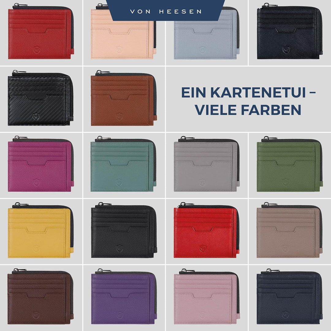 VON HEESEN Leder Kartenetui Geldbörse Herren & Damen Kreditkartenetui (Medium, Grün) Grün 02, Grün 0