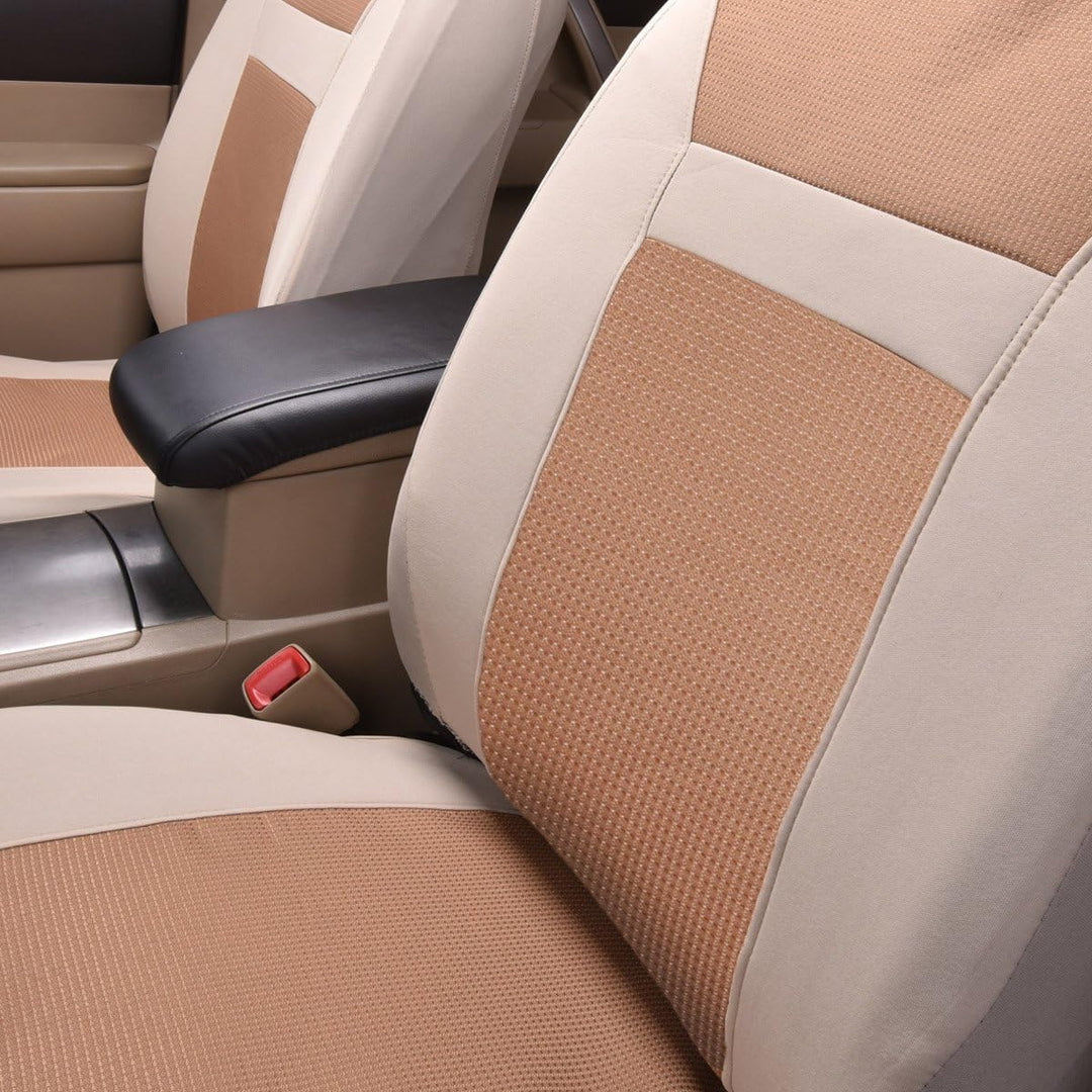 FlyingBanner Maschen und Jacquard Universal für Auto Sitzbezüge Mit Seitenairbags (Beige) Full Set -