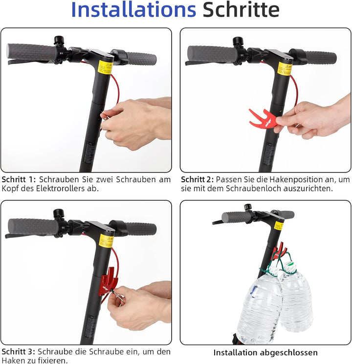ulip Scooter Double Front Hook Aluminium Aufhänger für Scooter mit M5 Schrauben für Xiaomi M365 Pro