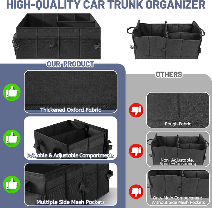 Kofferraum Organizer, faltbare Kofferraumtasche mit Deckel, Auto Kofferraum Organizer mit herausnehm
