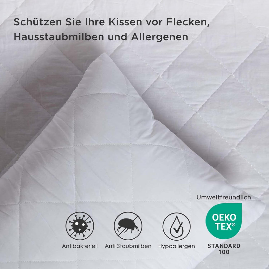 Homescapes 4er-Set Gesteppte Kissenschoner 80x80 cm, wattierte Polycotton-Kissenschonbezüge hypoalle