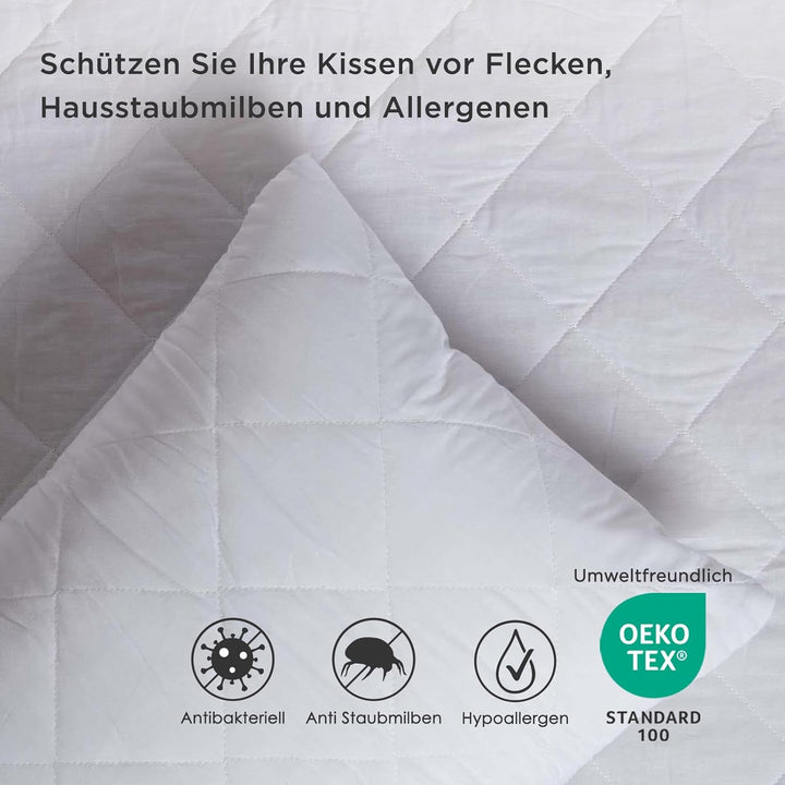 Homescapes 4er-Set Gesteppte Kissenschoner 80x80 cm, wattierte Polycotton-Kissenschonbezüge hypoalle