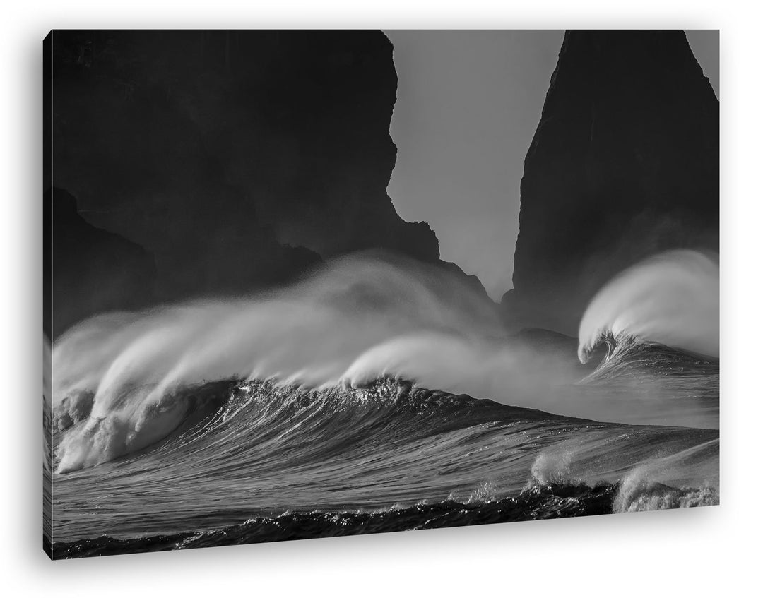 deyoli stürmische Wellen Format: 80x60 Effekt: Schwarz/Weiss als Leinwand, Motiv fertig gerahmt auf