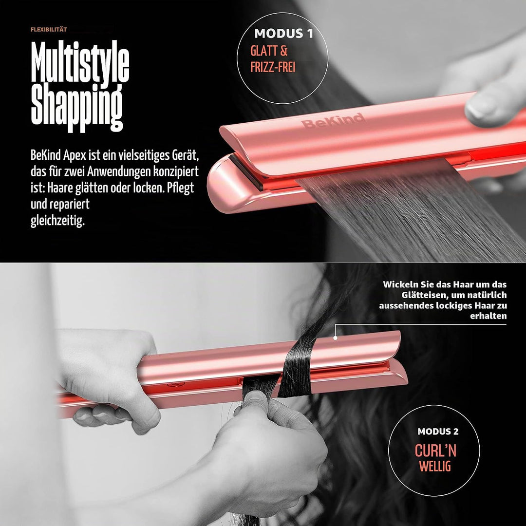 Bekind Apex 2-in-1 Hair Straightener Flat Iron, Straightener and Curler for All Hairstyles, 15s Fast