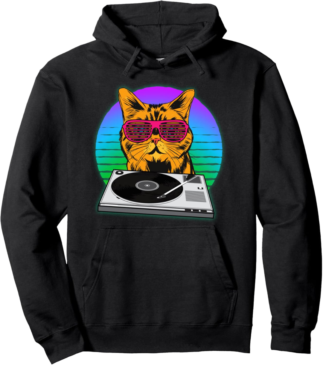 DJ I Discjockey I Cat Rave I Musik DJ Katzen Pullover Hoodie