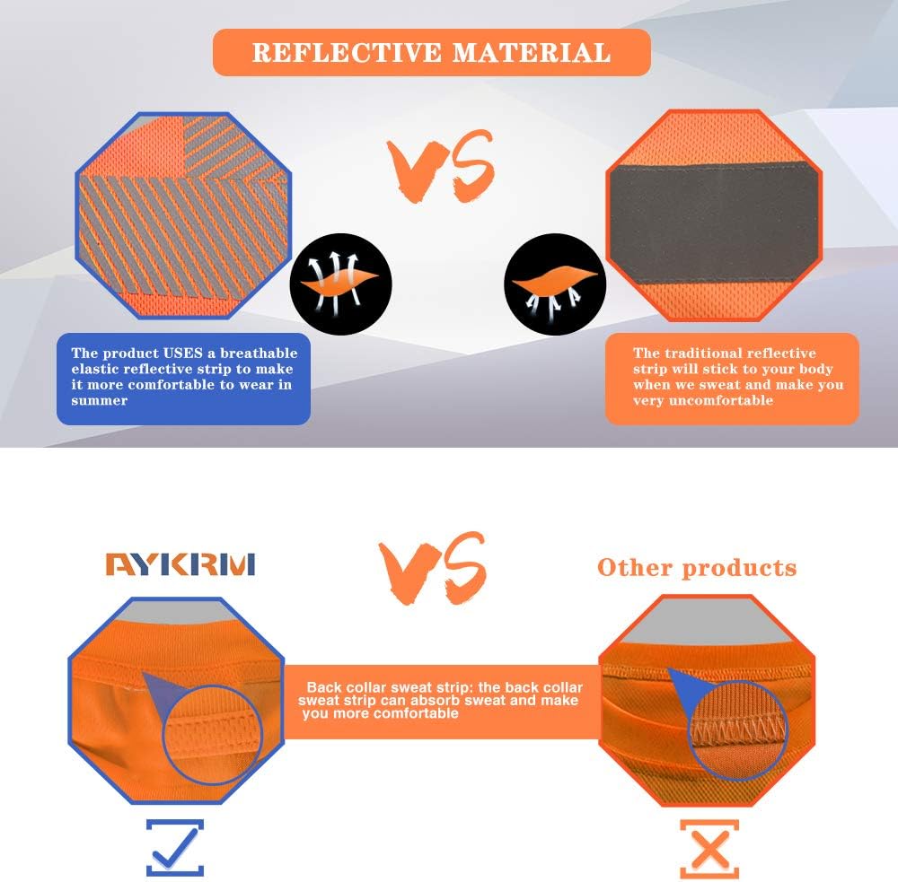 AYKRM Unisex Warn T-shirt T-Shirt L Orange-de-new, L Orange-de-new