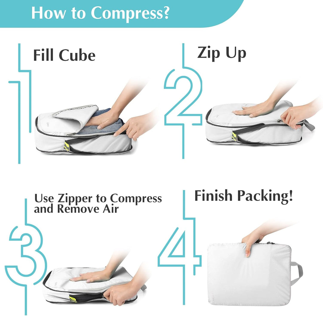 Gonex Compression Packing Cubes 4er Set, Gonex Kleidertaschen 4-teilig Verpackungswürfel, Kleidertas