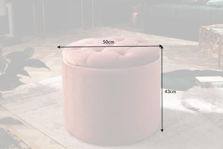 Riess Ambiente Eleganter Hocker MODERN BAROCK 50cm Altrosa Samt Couchtisch Tisch Aufbewahrungskorb S