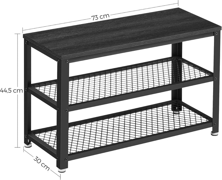 ACAZA Schuhbank, Schuhregal mit 3 Ebenen, Metallgestell, für Eingang, Wohnzimmer, Flur, 73 x 30 x 45