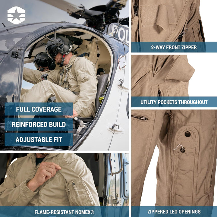 PROPPER F5115 CWU 27-P NOMEX Flight Suit Air Force Tan 44R