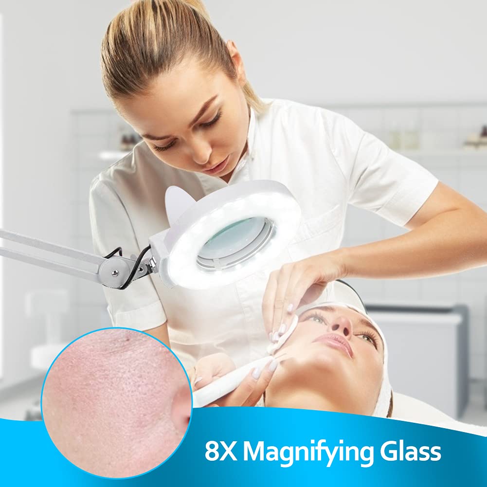 8X Kaltlicht Lupenleuchte Arbeitsplatzlampe Kosmetiklampe Tisch-Lupenlampe Arbeitsleuchte Lupe Vergr