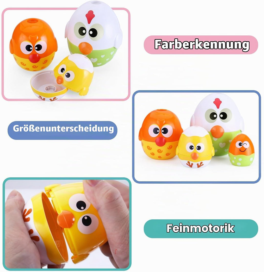 MOONTOY Baby Stapelspielzeug ab 1 Jahr，8 PCS Ei Stapelturm Ab 1 Jahr，Montessori Spielzeug ab 8 10 11