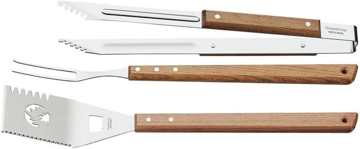 Tramontina Churrasco Grillbesteck-Set, 3-TLG, Grillutensilien, BBQ, Grillwender, Grillzange, Tranchi