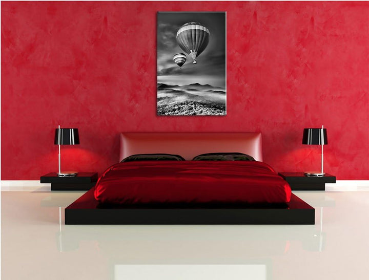 Pixxprint Heiss Luftballons Alpen / 100x70cm Leinwandbild bespannt auf Holzrahmen/Wandbild Kunstdruc