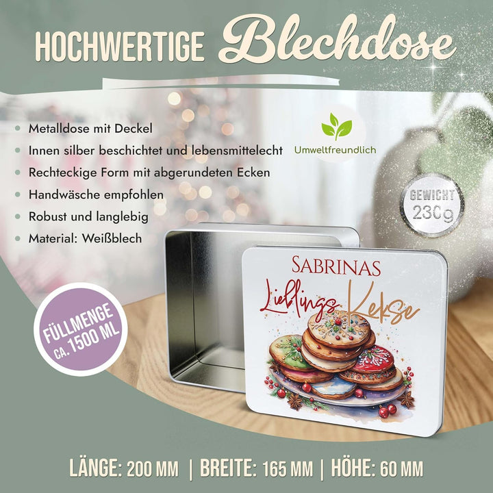 Print Royal PR Geschenkdose mit Name personalisiert - Lieblingskekse - Blechdose bedrucken, Aufbewah