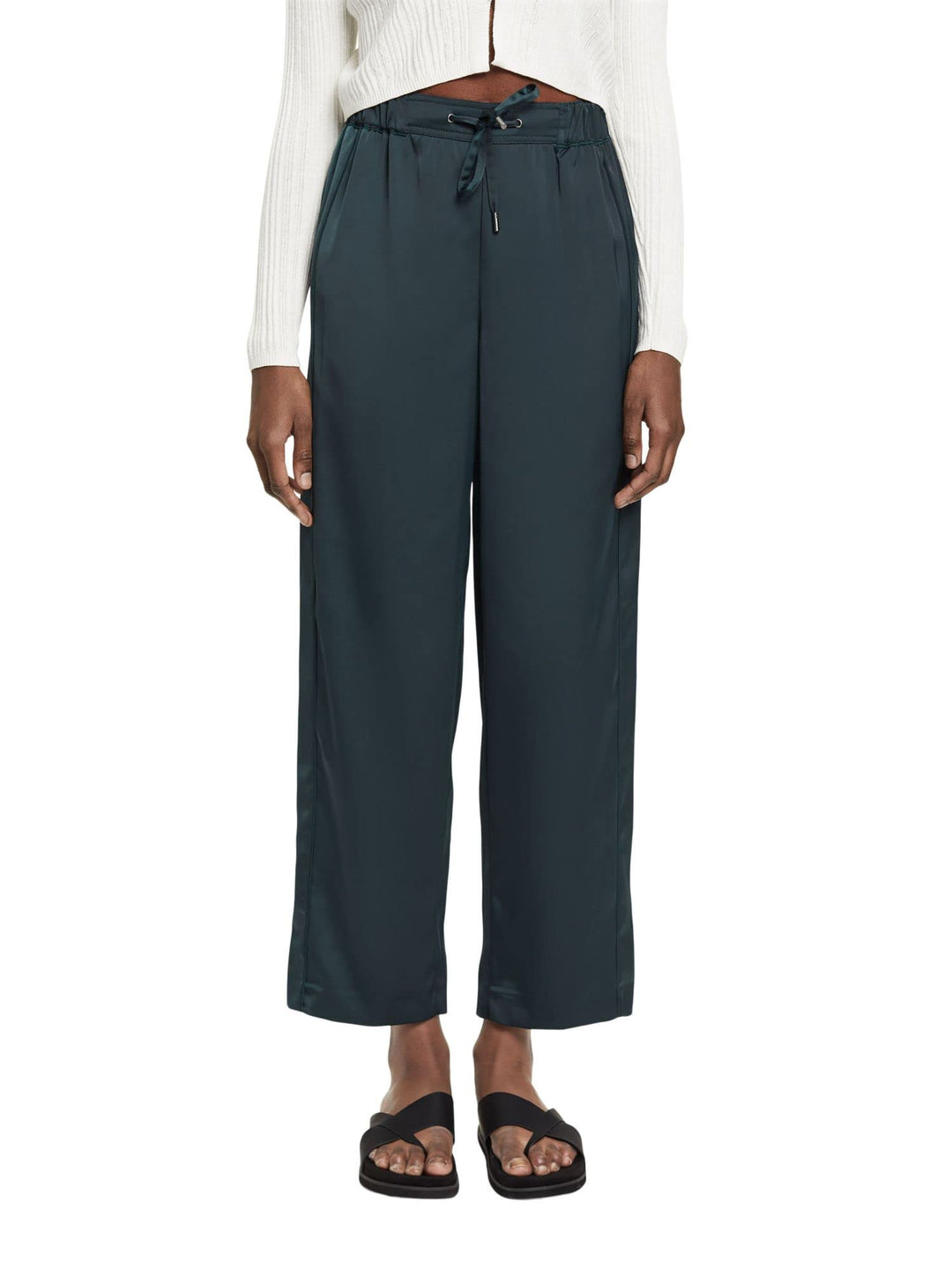 ESPRIT Satinhose mit weitem Bein 30 Dark Teal Green, 30 Dark Teal Green