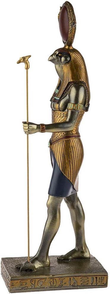 lachineuse Ägyptische Figur Gott RA, Kunstharz Bronze, 33 x 7 x 11,5 cm, Gott Ra