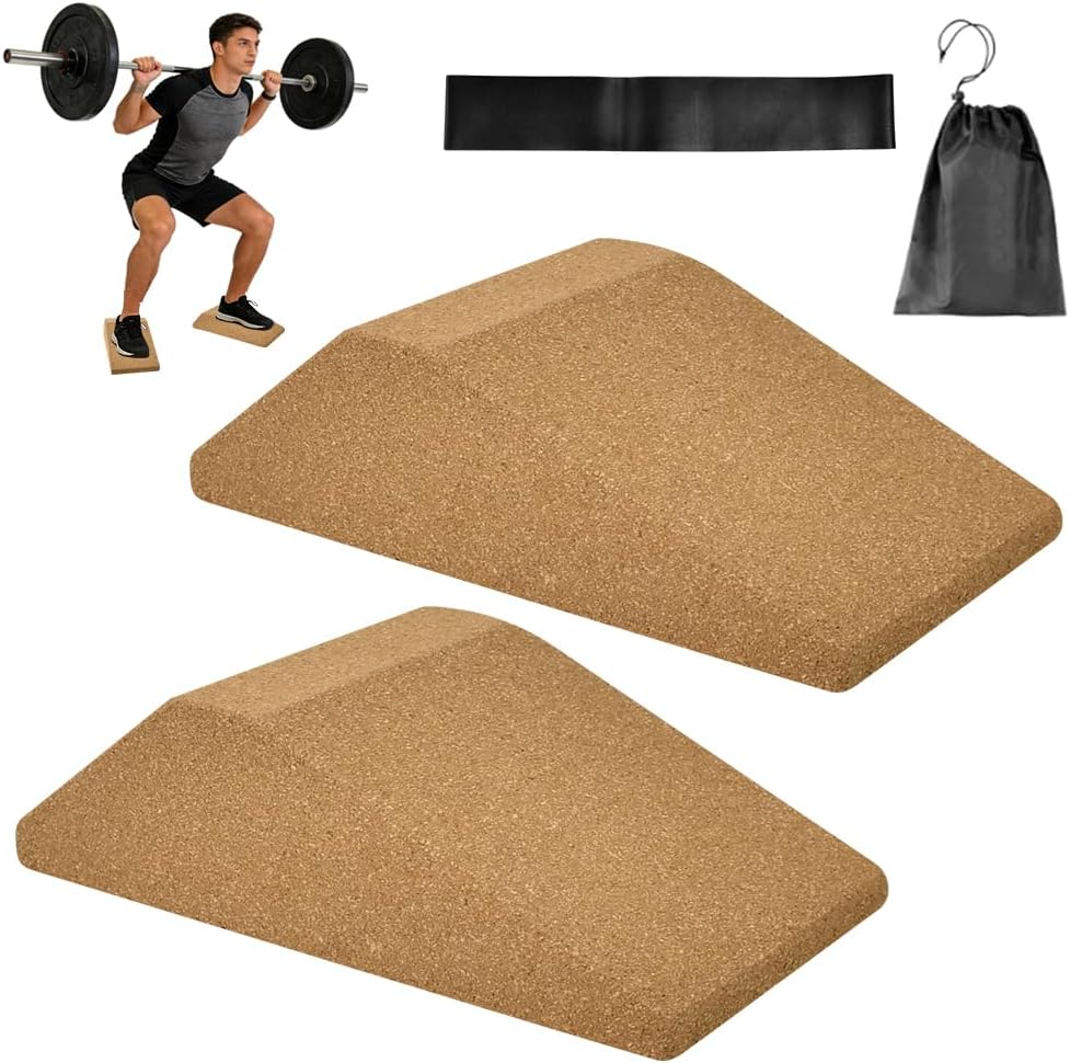 2er-Pack Kork-Kniebeugen-Keilblock Wadendehner Yoga block Rutschfest Kork Wadenstrecker schrägbrett