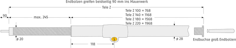 Abus Fenstersicherung Tele-Z 140 Chrom AL0145 gleichschliessend, 31782, 1 Stück 1.010-1.400 mm, Glei