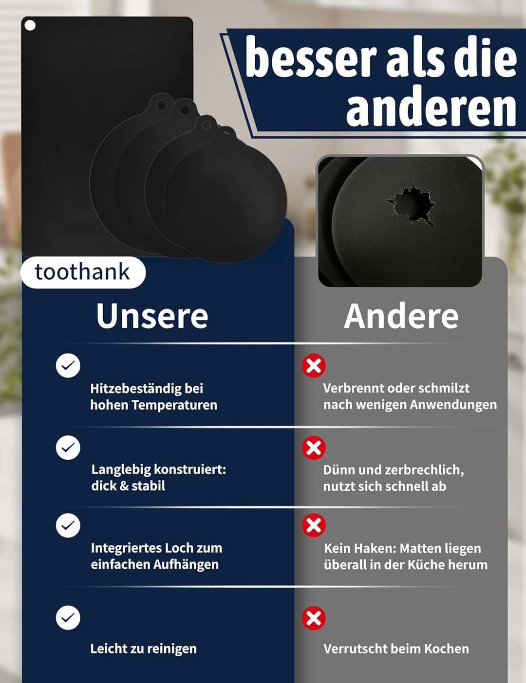 Induktionsschutzmatte, Induktionskochfeld Schutzmatte, Induktionsmatte, Silikon Matte, Hitzebeständi