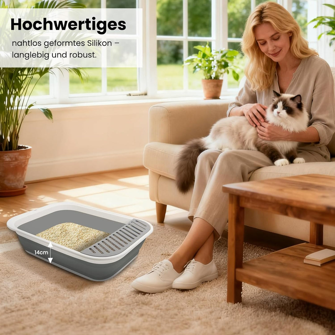 Katzenklo Flacher Einstieg, gross – ideal für ältere Katzen & bei Arthritis oder eingeschränkter Mob