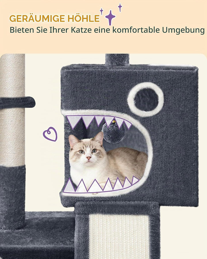 Hzuaneri Kratzbaum, 113 cm Kleiner Katzenbaum, Geräumiges und Stabile, mit Weiche Grosse Plattform,
