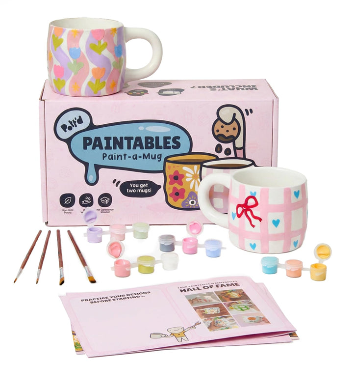 Pott'd Paintables Tassen zum Bemalen Set für Erwachsene, Tassenmalset zum Selbermachen für Anfänger.