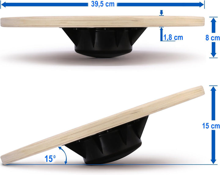 STRYSER Balance Board aus Holz - Gleichgewichtstrainer, Bewegungskreisel für Physiotherapie inkl. Th