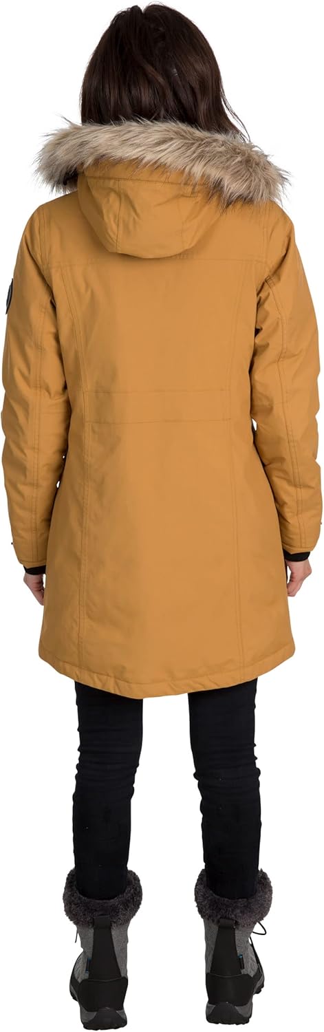 Trespass Damen Bettany Warme Lange Daunenjacke Mit Abnehmbarer Kapuze, Sandstone