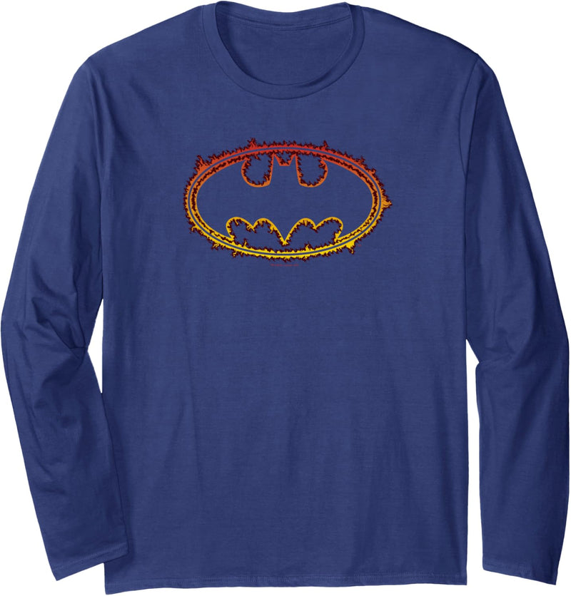 Batman Flame Outlined Logo Langarmshirt