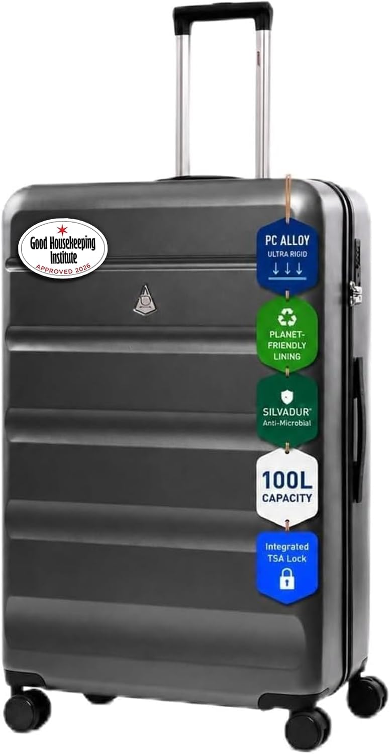 Aerolite Leichter Rollkoffer L, 100 l – Reisekoffer mit Rollen, TSA-Zahlenschloss &amp; robuster Hartsch