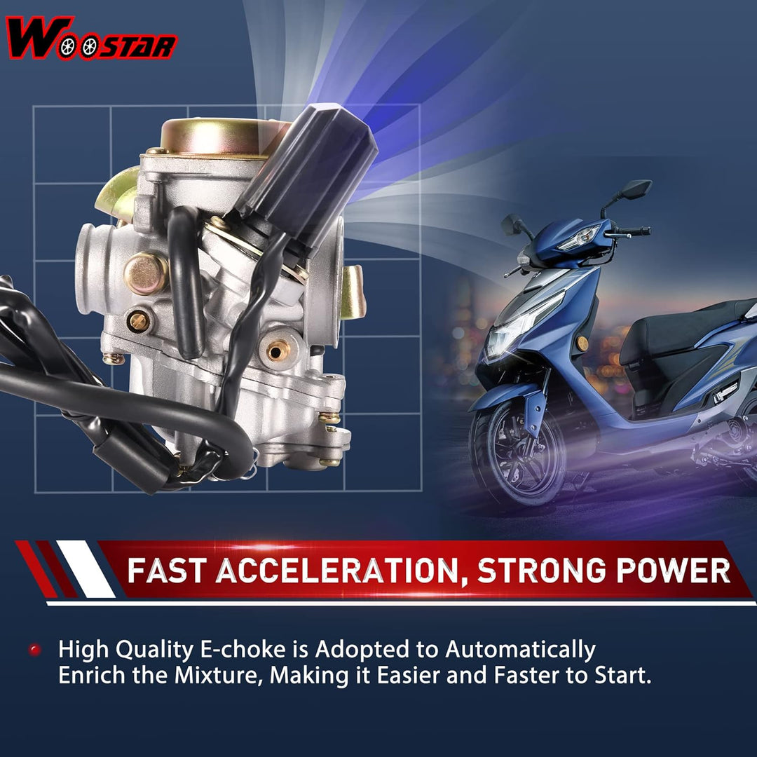 WOOSTAR PD18 Vergaser 18mm Ersatz für 139QMB GY6 TaoTao 150ccm Roketa Sunny Kymco 49ccm 50ccm 4 Stro
