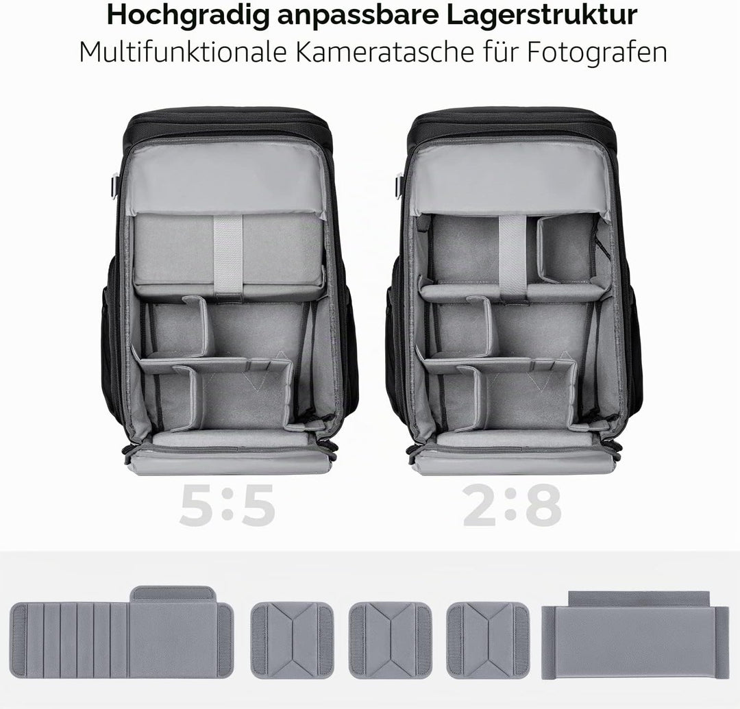 K&amp;F CONCEPT Kamerarucksack, Fotorucksack für Fotografen, Kamerarucksack mit 15.6 Zoll-Laptopfach, ko