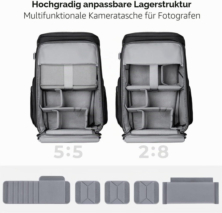K&amp;F CONCEPT Kamerarucksack, Fotorucksack für Fotografen, Kamerarucksack mit 15.6 Zoll-Laptopfach, ko