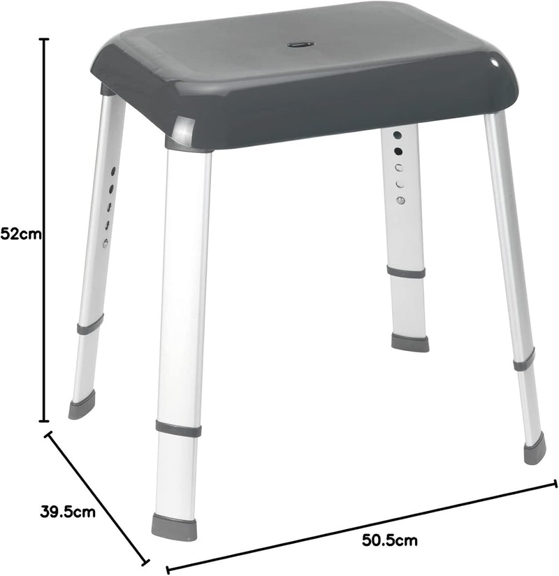 WENKO Badhocker Secura Premium - Duschhocker, bis 130 kg Tragkraft, Polypropylen, 50.5 x 42-52 x 39.