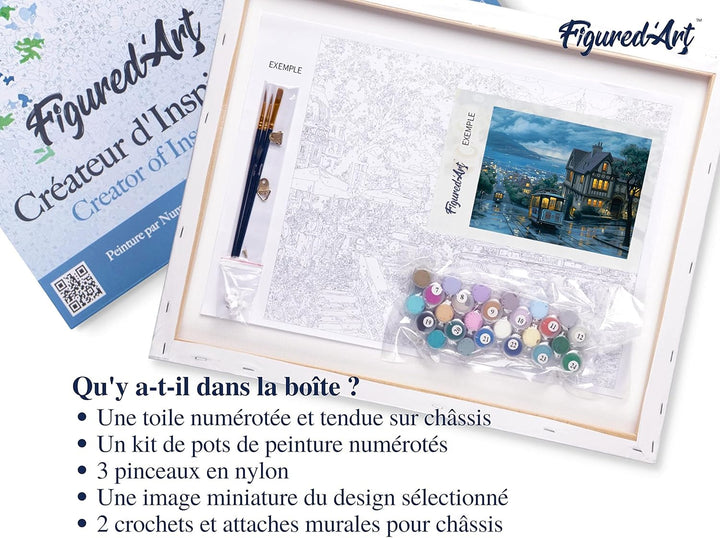 Figured'Art Malen Nach Zahlen Erwachsene Mit Rahmen Alte Tram - Paint by Numbers Basteln DIY Bastels