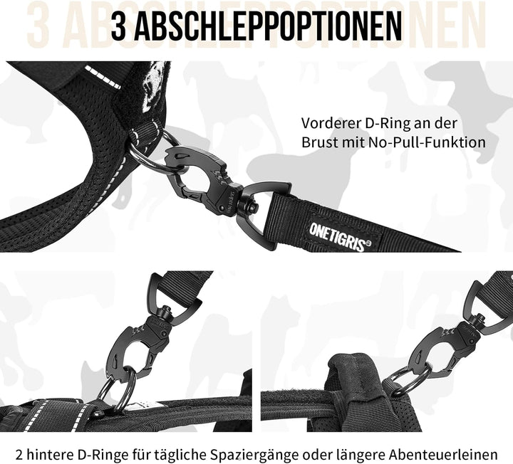 OneTigris Hundegeschirr, Diesel Einstellbar Taktisches Geschirr Weich Gepolstert Brustgeschirr für m