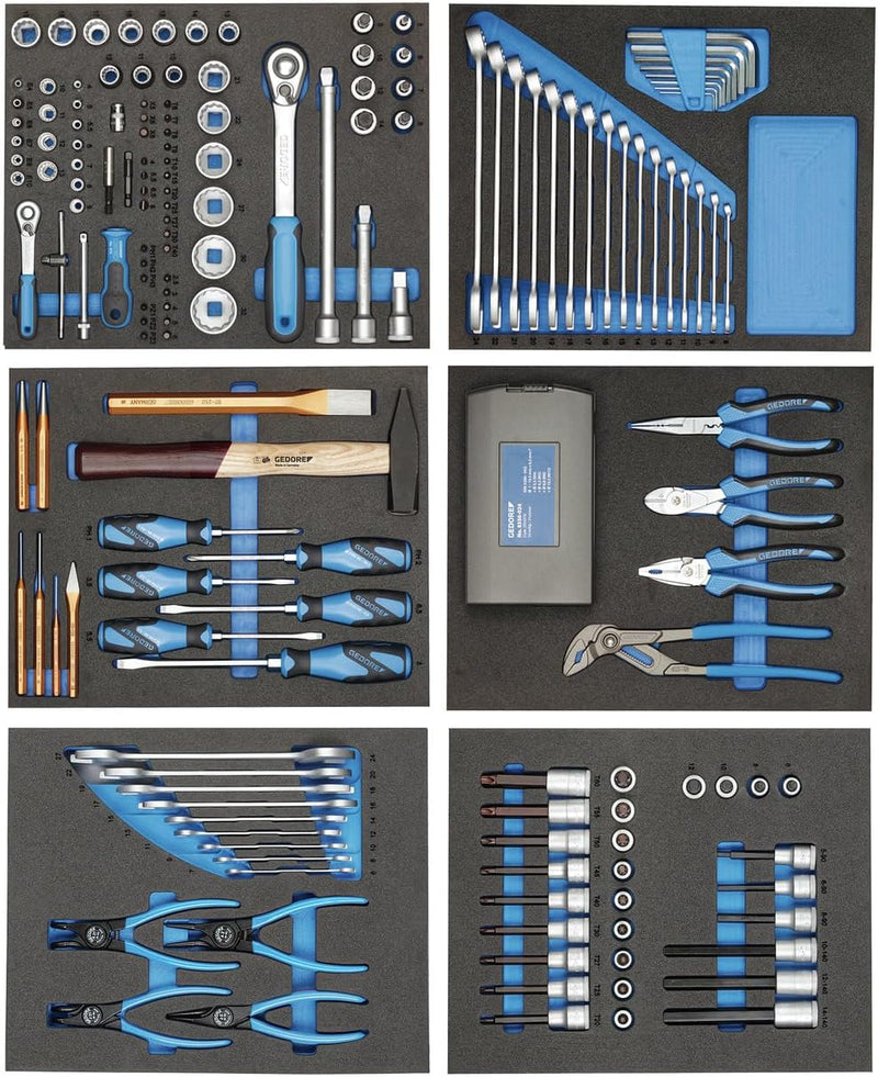 GEDORE TS-190 Werkzeugsortiment in Check-Tool-Modulen 190-teilig, 190