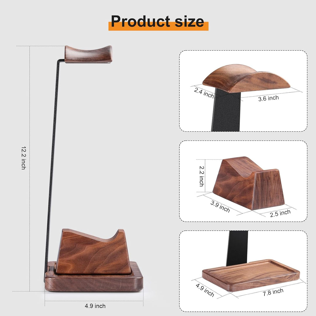 Kopfhörer und Controller Ständer aus Walnussholz, Kopfhörer Halterung Halter aus Holz, Headset Ständ